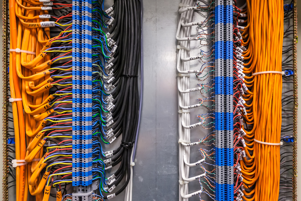 low voltage,cabinet,,non combustible,cable,for,a,fire,alarm,system.,connected